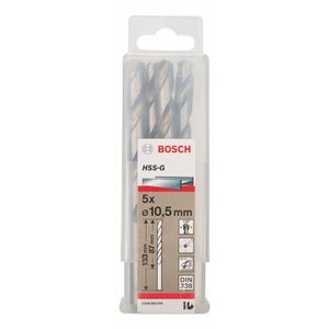 Broca Para Metal Aço Rápido Hss-G 10,5Mm 5 Peças Bosch - 2608595078