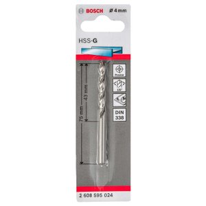 Broca Para Metal Bosch Aço Rápido Hss-G 4,0Mm Bosch - 2608595024