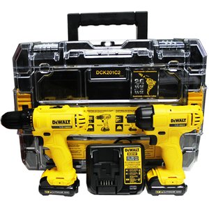 Kit Dewalt Parafusadeira/Furadeira 3/8" Dcd700 + Parafusadeira De Impacto 1/4" + 2 Baterias 1,3Ah + Carregador Bivolt E Maleta T-Stak - Dcf805 Dck201C2-Br - Dewalt