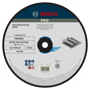 Disco Abrasivo De Corte Reto (9")  230X3Mm Para Metal Ind 40 Bosch - 2608600513