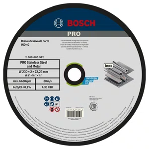 Bosch Disco De Corte Reto 230X2Mm Para Metal Pro Ind40 - 2608600522