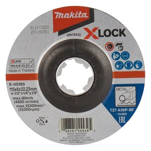 Disco Desbaste X-Lock115X6X22.23 P/Metal - E-00365 - Makita