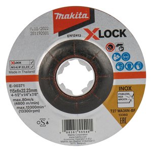 Disco Desbastex-Lock115X6X22.23 P/Inox - E-00371 - Makita