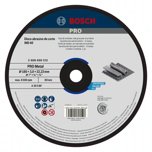 Bosch Disco De Abrasivo De Corte (7") 180X3X22,23Mm Grão 30 Para Metal - 2608600512