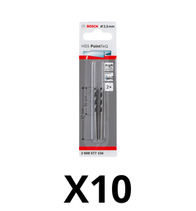 Kit 10 Unidades Broca HSS PointTeQ 2.5mm 2pcs - 2608577156 - BOSCH