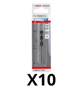 Kit 10 Unidades Broca Para Metal Aço Rápido Hss-Point 3,5Mm 2 Peças - 2608577160 - Bosch