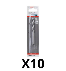 Kit 10 Unidades Broca Para Metal Bosch Aço Rápido Hss-Pointteq 6,0Mm - 2608577167