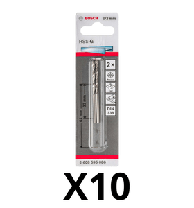 Kit 10 Unidades Broca Para Metal Hss-G 3X33X61 Bosch - 2608595086