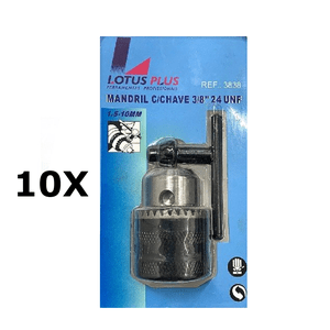 KIT 10 UNIDADES Mandril Com Chave 3/8" 24 Unf Lotus - 3838