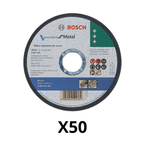 Kit 50 un Disco De Corte 2608619383 Standard For Metal 115X1Mm Reto - Bosch