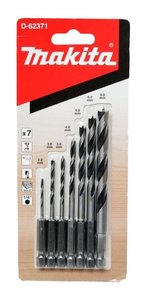 Kit 7 Brocas Madeira Encaixe Sextavado D-62371 - Makita