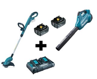 Kit Aparador De Grama 260mm 18v Makita+ Soprador 36V Makita+ Carregador Duplo 18V 220V Makita+ Brinde 2 Baterias Bruta Makita