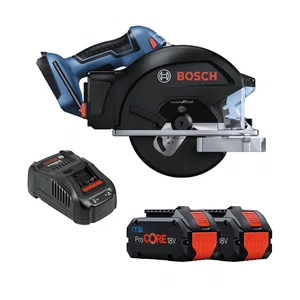 Kit Bosch Serra Circular GKM 18V-50 + Disco 136mm + 2 Baterias 8Ah Pro Core e Carregador 220V