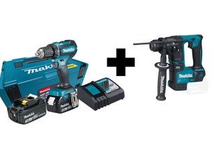 Kit Parafusadeira A Bateria 18v Makita (Acompanha 1 carregador,1 Maleta MAK-PAC E 1 Bateria) Makita + Martelete Rotativo 18V Makita