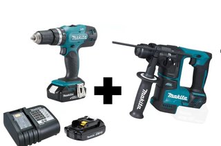 Kit Parafusadeira De Impacto 18V (Acompanha Bateria e Carregador)+ Martelete Rotativo 18V Makita