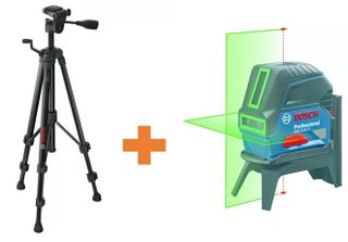 Kit Tripé Bosch Bt 150 Professional - 0601096b00+Nivel à Laser Verde Bosch Gcl 2-15 G - 0601066j00