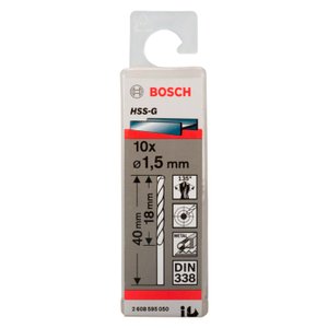 Pacote De 10 Brocas Para Metal Hss-G 1,5 Mm  Bosch - 2608595050