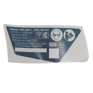 1619P15794 Bosch - Placa De Identificação Para Esmerilhadeira Gws 180-Li