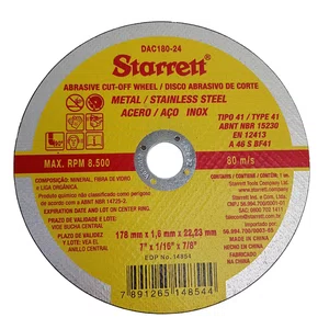 Starrett Disco Abrasivo De Corte 180 X 1.6 X 22.2Mm - Dac180-24