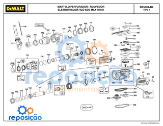 Vista Explodida Martelo Rompedor D25501B2 Tipo 1Dewalt