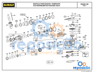 Vista Explodida Martelo Rompedor D25501B2 Tipo 1Dewalt