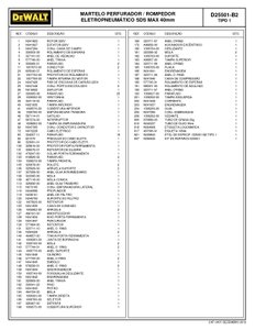 Vista Explodida Martelo Rompedor D25501B2 Tipo 1Dewalt