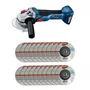 Esmerilhadeira 125mm(5") 18V Gws 18V-10 + 20 Discos de Desbaste 115mm Grão A36N