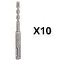 Kit 10 Un Broca Bosch Sds Plus-1 Para Concreto Ø6X50X110Mm - 2608680262