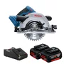 Kit Bosch Serra Circular GKS 18V-57 + 2 Baterias 4Ah e Carregador Bivolt