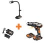Kit Furadeira 20V WORX WX371.3+Lanterna Flexível WORX WX028.9