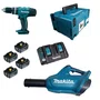 Kit Soprador Dub362+ Parafusadeira Dhp453+ 4 Baterias Bl1850B + Carregador Dc18Sh + Maleta Mpac Makita